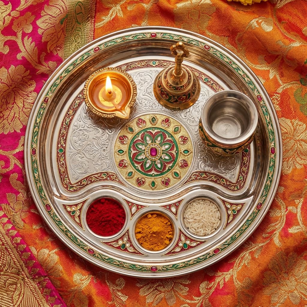 Brass pooja thali items for Navratri Diwali Greater Noida West